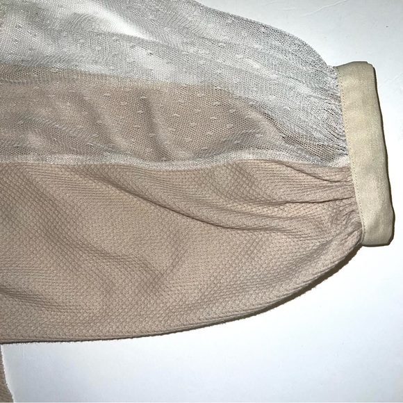 Free People Toni Lace Sheer Embroidered Long Sleeve Top in Oatmeal Sz S - Picture 8 of 16